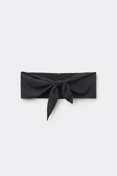 Black Super-Cropped Top With Canvas Knot, , large image number 4