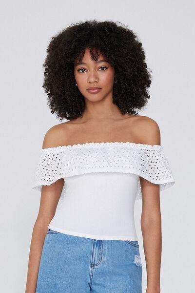 White Bandeau Crop Top, , large image number 0