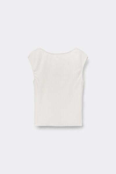 Cream Crepe-Effect Crop Top, , large image number 4