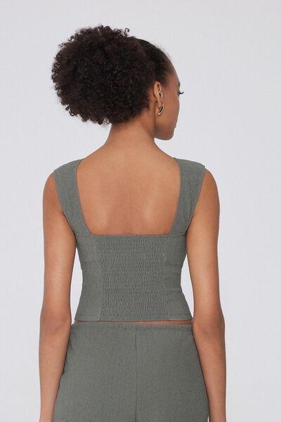Green Crepe-Effect Crop Top, , large image number 2