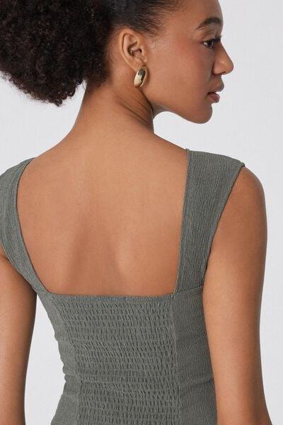 Green Crepe-Effect Crop Top, 5701_732Y, large image number 3