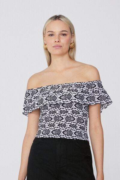 Multicolour Bare Shoulders Top, , large image number 0
