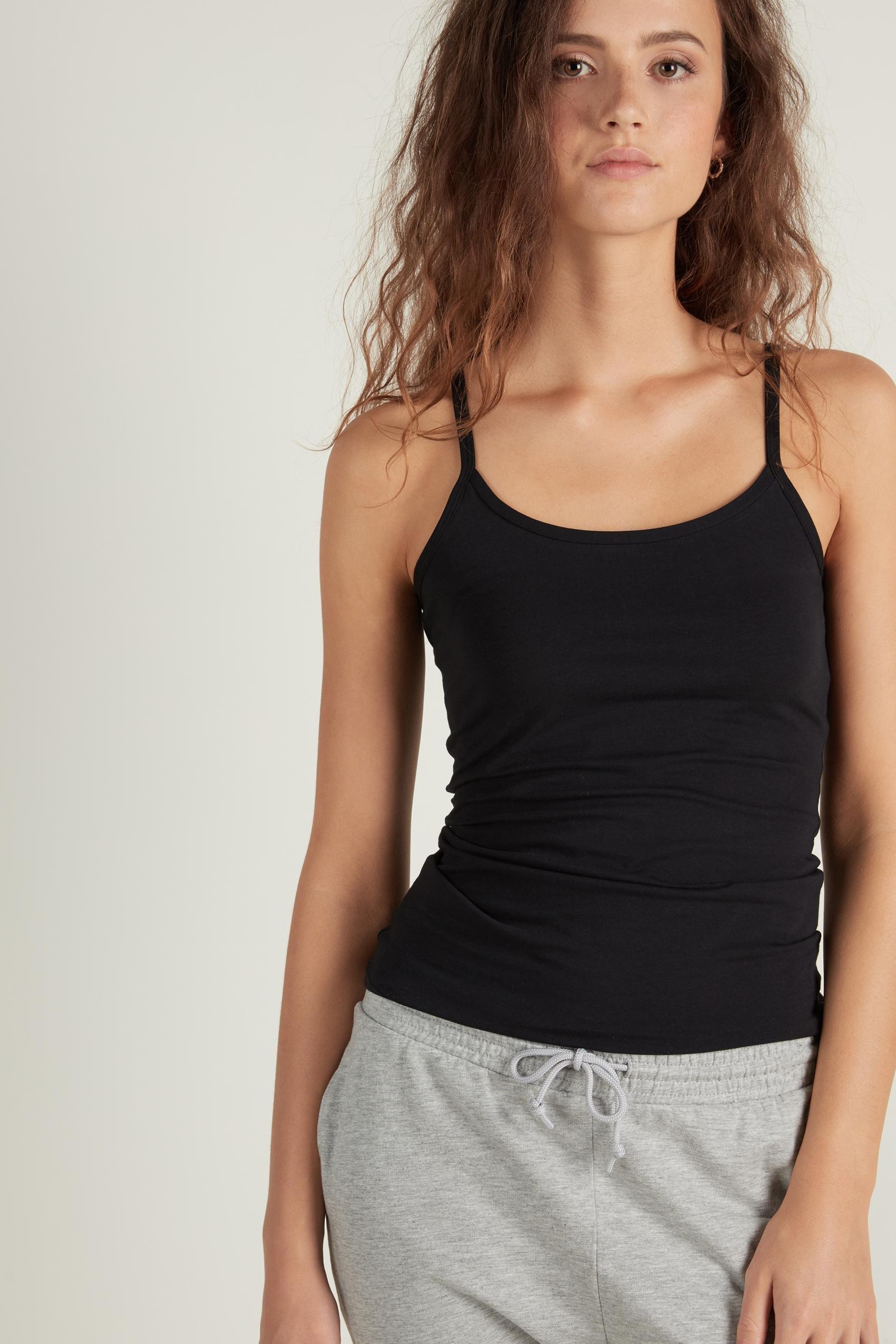 Black Round-Neck Tank Top, , large image number 0