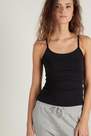 Black Round-Neck Stretch-Cotton Vest Top, Women