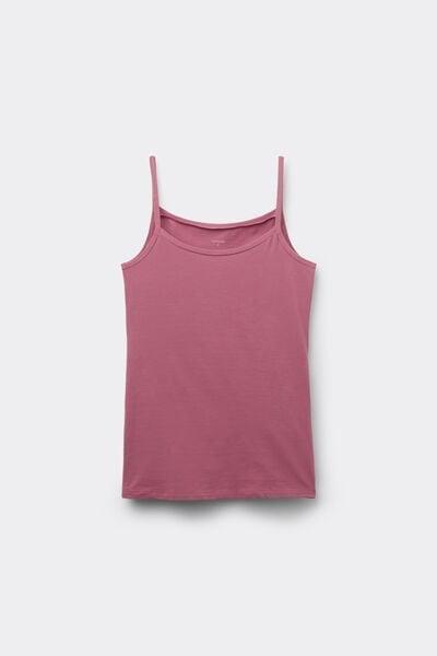 Pink Organic Stretch Cotton Round Neck Camisole, 5701_179Z, large image number 4