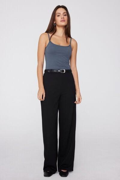 Blue Organic Stretch Cotton Round Neck Camisole, 5701_213Z, large image number 0