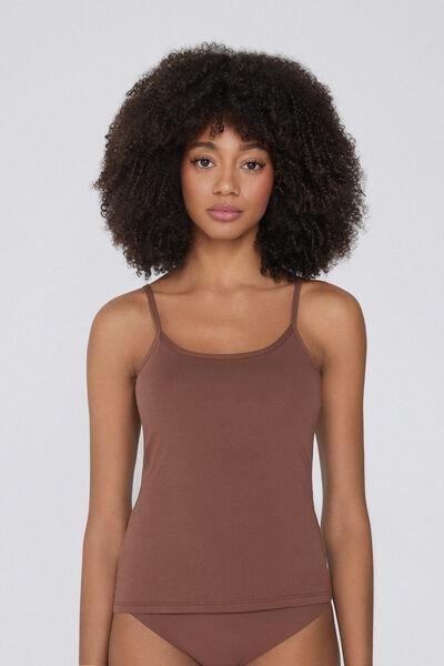 Caramel Stretch Round-Neck Top, 5701_304Y, large image number 1
