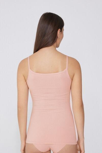 Pink Stretch Cotton Round-Neck Top, , large image number 2