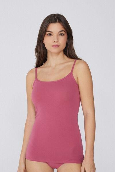 Pink Stretch Cotton Round-Neck Top, , large image number 0
