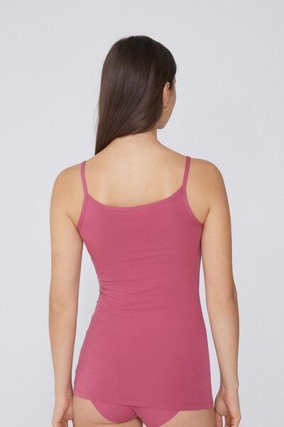Pink Stretch Cotton Round-Neck Top, , large image number 2
