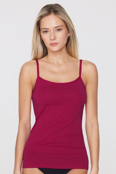 Red Organic Stretch Cotton Camisole, 5701_343Z, large image number 4