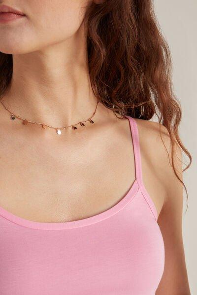 Pink Round-Neck Stretch-Cotton Vest Top, , large image number 3