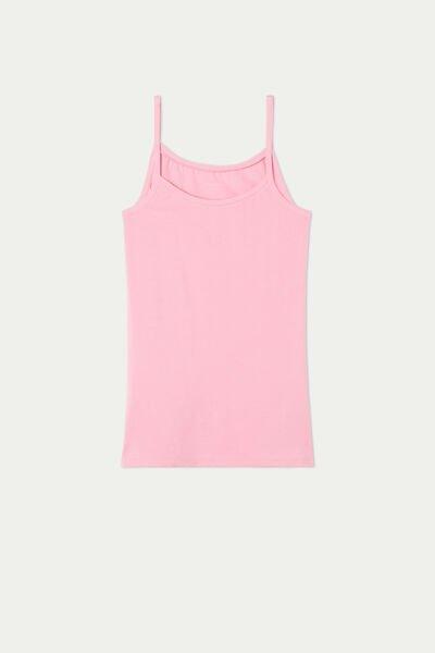 Pink Round-Neck Stretch-Cotton Vest Top, , large image number 5