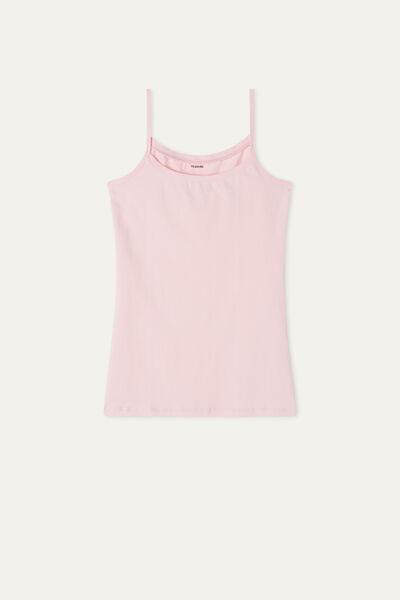 Pink Round-Neck Stretch-Cotton Vest Top, 5701_448U, large image number 4