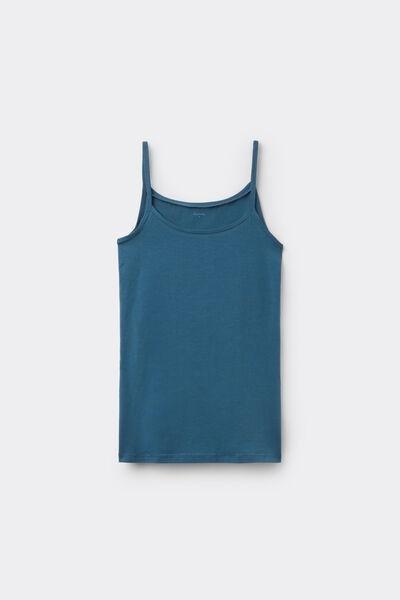 Blue Organic Stretch Cotton Camisole, 5701_510Z, large image number 4
