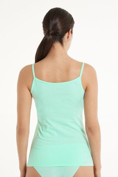 Blue Round-Neck Stretch-Cotton Vest Top, , large image number 2