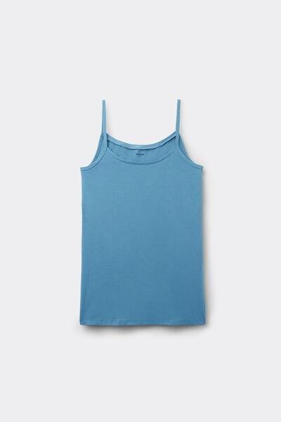 Blue Organic Stretch Cotton Camisole, 5701_525Z, large image number 4