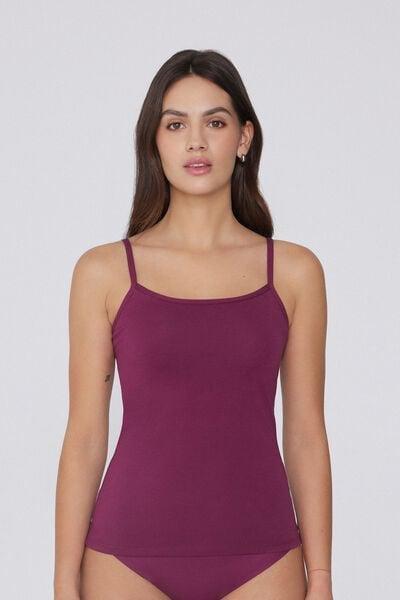 BORDEAUX Organic Stretch Cotton Camisole with Round Neck, 5701_719Y, large image number 1