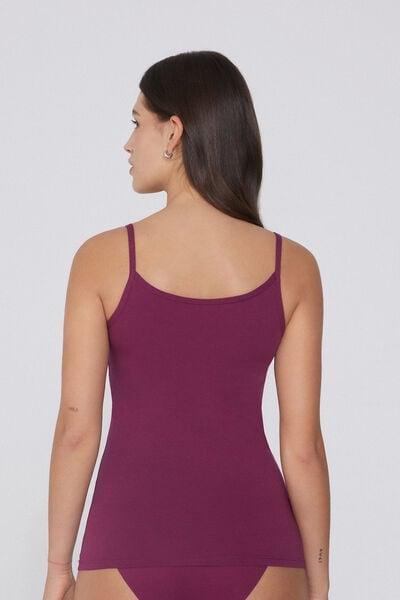 BORDEAUX Organic Stretch Cotton Camisole with Round Neck, 5701_719Y, large image number 2