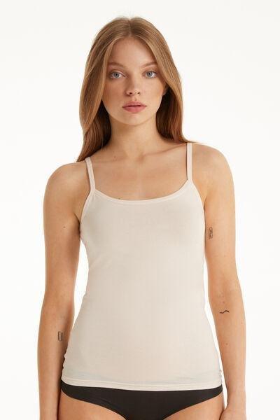 Pink Round-Neck Stretch-Cotton Vest Top, , large image number 0