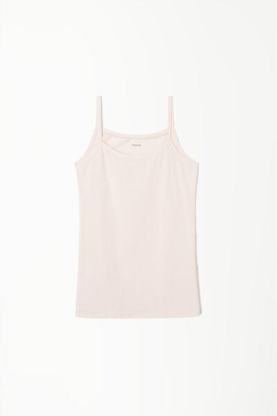 Pink Round-Neck Stretch-Cotton Vest Top, , large image number 4