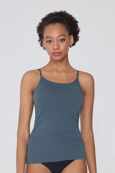 GRAFITE GREY Organic Stretch Cotton Camisole with Round Neck, 5701_731Y, large image number 1