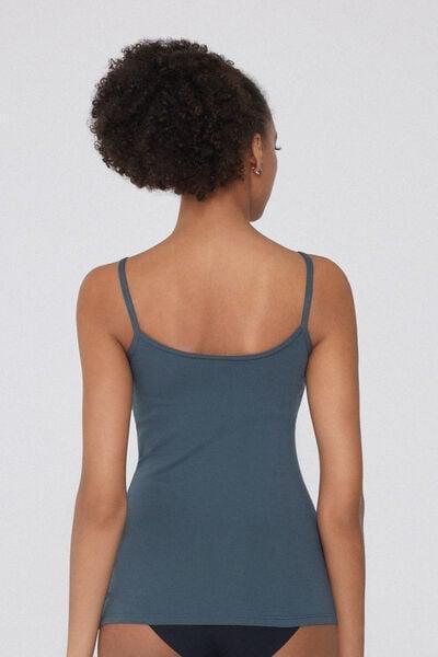 GRAFITE GREY Organic Stretch Cotton Camisole with Round Neck, 5701_731Y, large image number 2