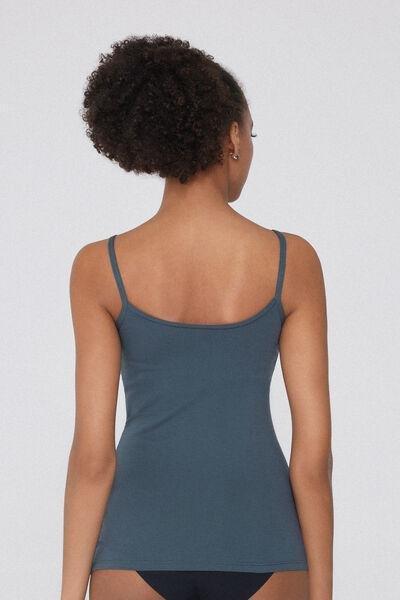 GRAFITE GREY Organic Stretch Cotton Camisole with Round Neck, , large image number 2