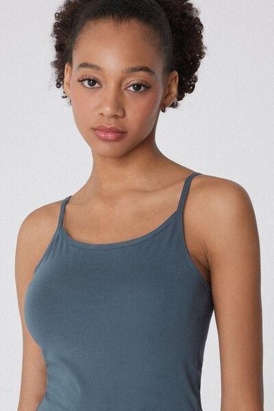 GRAFITE GREY Organic Stretch Cotton Camisole with Round Neck, , large image number 3