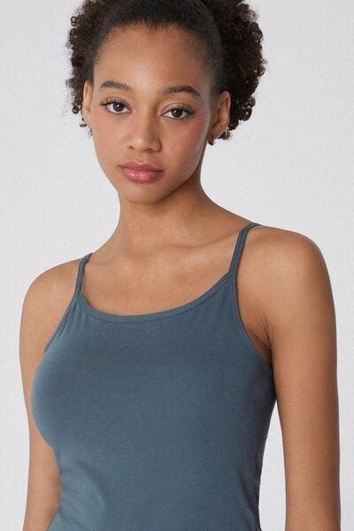 GRAFITE GREY Organic Stretch Cotton Camisole with Round Neck, 5701_731Y, large image number 3