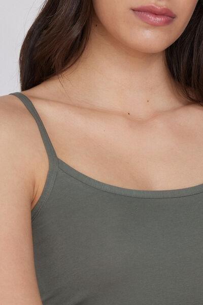 GREEN CLAY Organic Stretch Cotton Camisole with Round Neck, , large image number 3