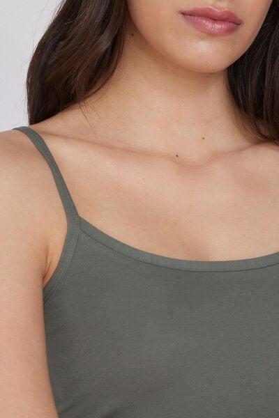 GREEN CLAY Organic Stretch Cotton Camisole with Round Neck, 5701_732Y, large image number 3
