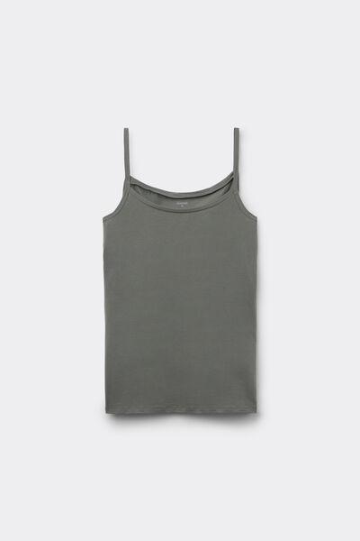 GREEN CLAY Organic Stretch Cotton Camisole with Round Neck, , large image number 4