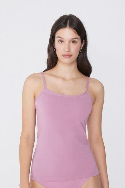 Purple Round-Neck Stretch-Cotton Vest Top, , large image number 0