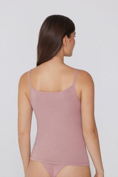 Pink Organic Stretch Cotton Camisole, , large image number 2