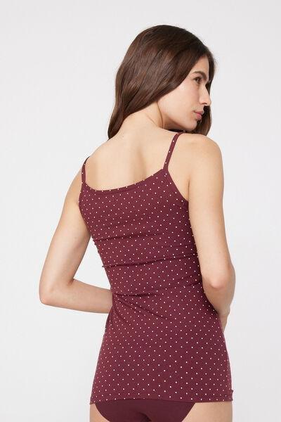 Black Polka Dot Print Round-Neck Camisole In Stretch Cotton, 5701_583Z, medium