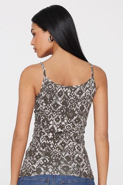 Green Round-Neck Stretch Cotton Camisole, 5701_588Z, large image number 2