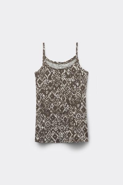 Green Round-Neck Stretch Cotton Camisole, 5701_588Z, large image number 4