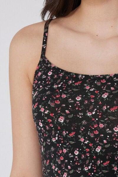 NERO STAMPA GARDEN Round-Neck Camisole in Stretch Cotton, 5701_753Y, large image number 3