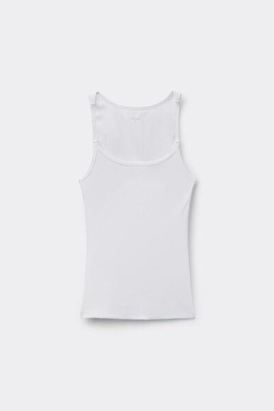 White Invisible Straps Ribbed Cotton Vest Top, White, large image number 4