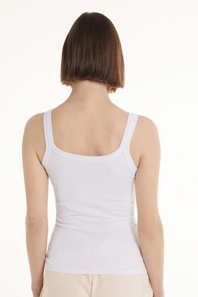 White Square Neck Ribbed Camisole, , large image number 2