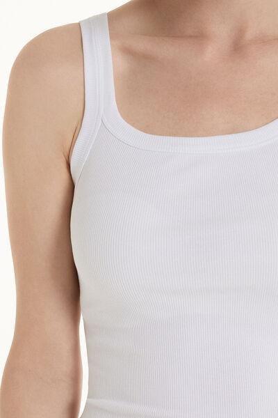 White Square Neck Ribbed Camisole, , large image number 3