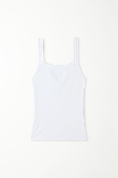 White Square Neck Ribbed Camisole, , large image number 4