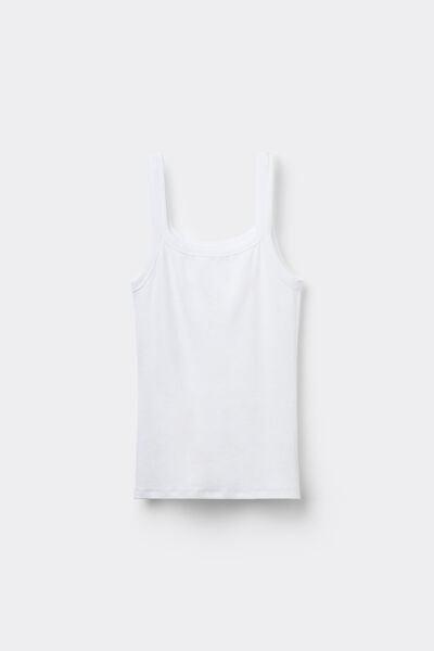 White Square Neck Ribbed Camisole, White, large image number 4