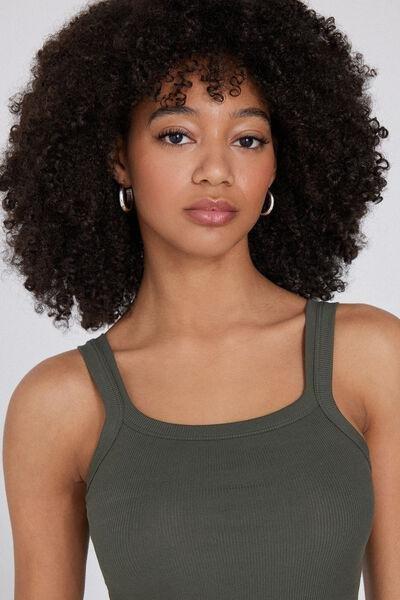 Green Square Neck Camisole, 5701_503Y, large image number 3
