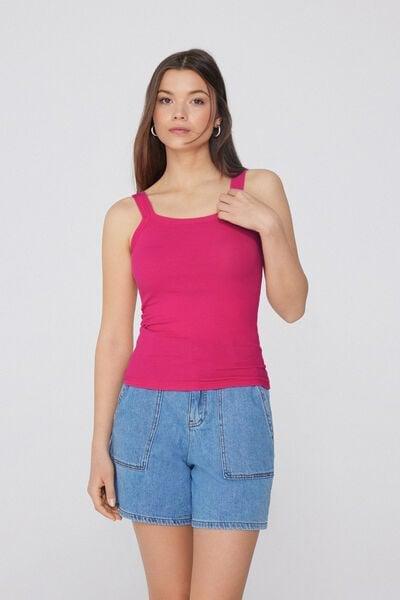 Pink Square Neck Camisole, 5701_523Y, large image number 0