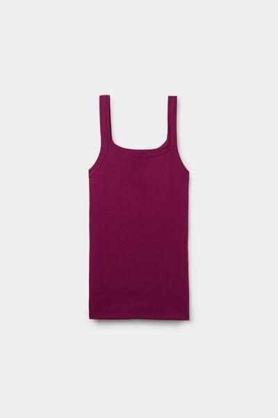 BORDEAUX Square Neck Ribbed Cotton Camisole, 5701_719Y, large image number 4