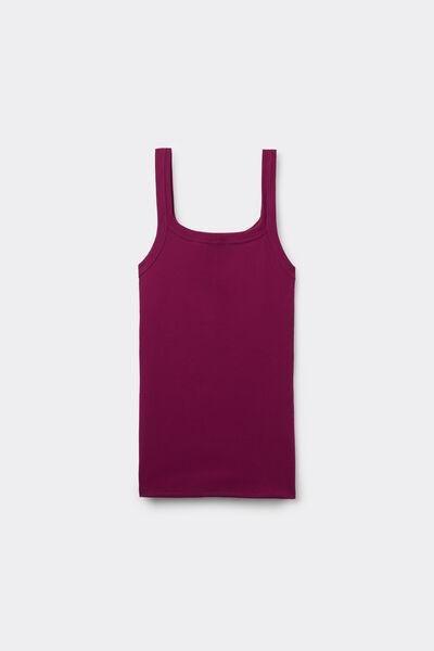 BORDEAUX Square Neck Ribbed Cotton Camisole, , large image number 4