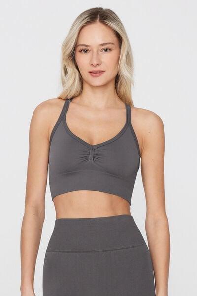 Grey Sporty Scrunch Crop Top, 5701_191Z, medium