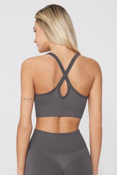 Grey Sporty Scrunch Crop Top, 5701_191Z, medium